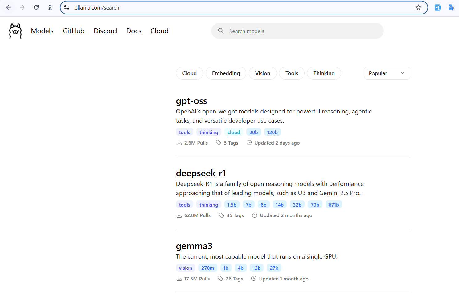 Ollama model library